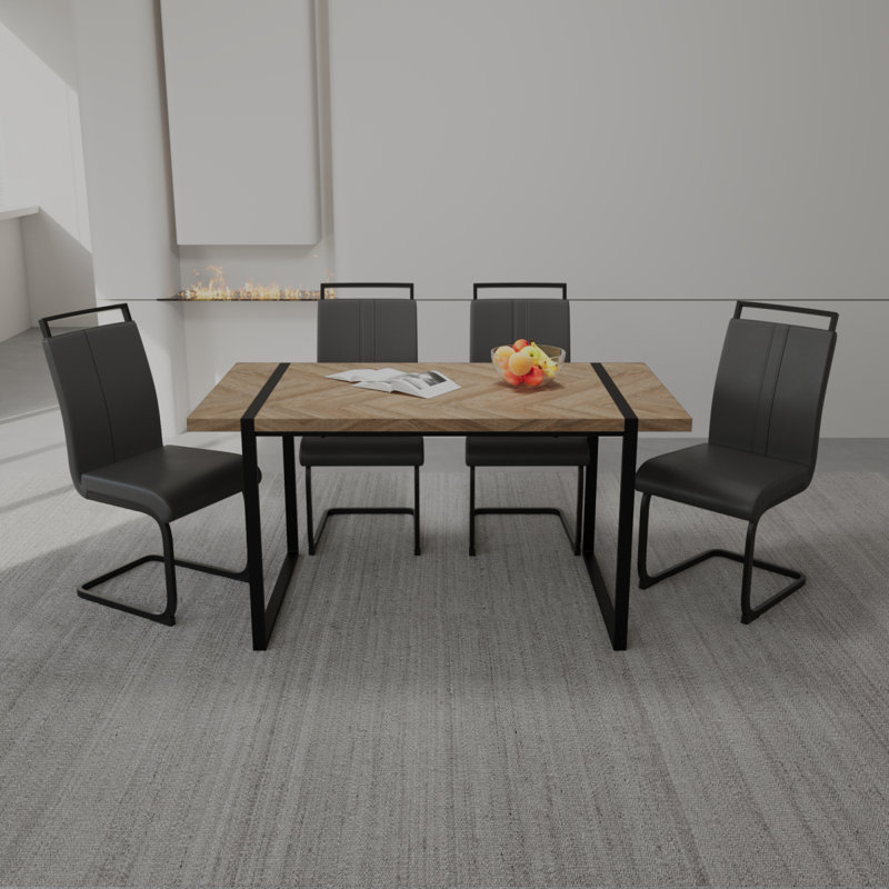Ensemble de chaises de salle à manger 59 pi, Noir