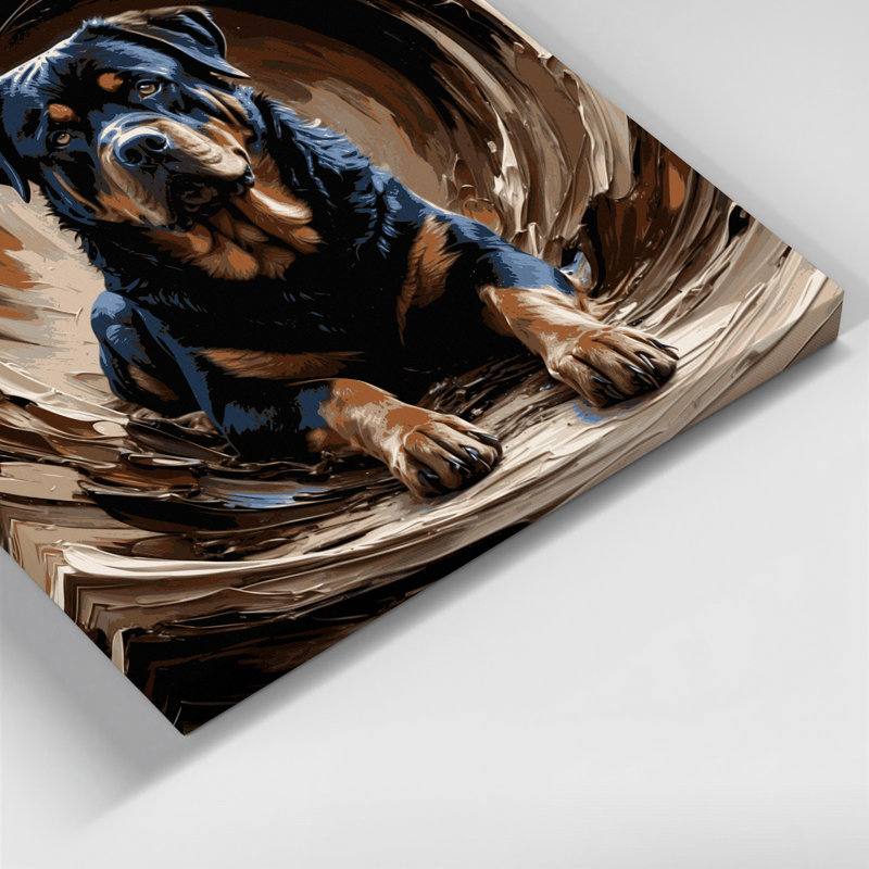 «Dogs Rottweiler», art mural sur toile noire, H 20 po x l 30 po