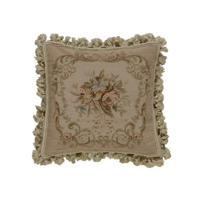 Needlepoint Wool Square Pillow Cover & Insert