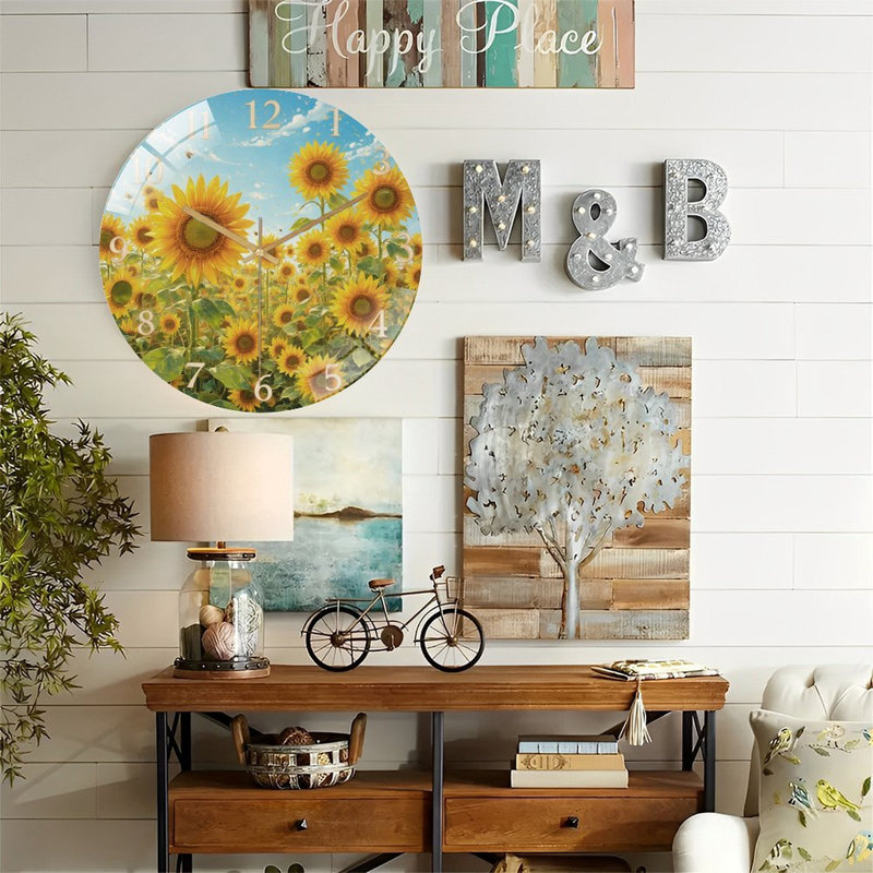 Horloge murale en verre tournesol