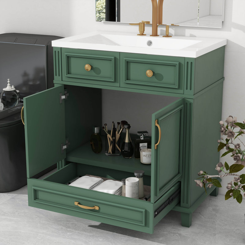 Ensemble de meuble-lavabo 30 po avec 2 portes et 1 tiroir, Vert