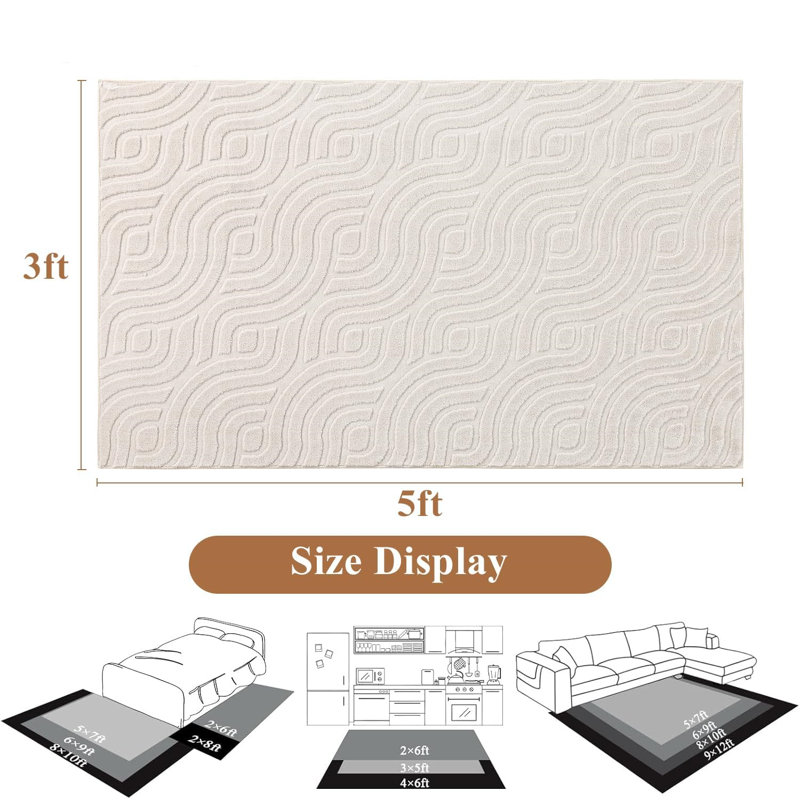 Tapis Fluffy, Rectangle 3' x 5'