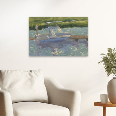 Ready For A Cruise Contemporary Blue White Boat Brown