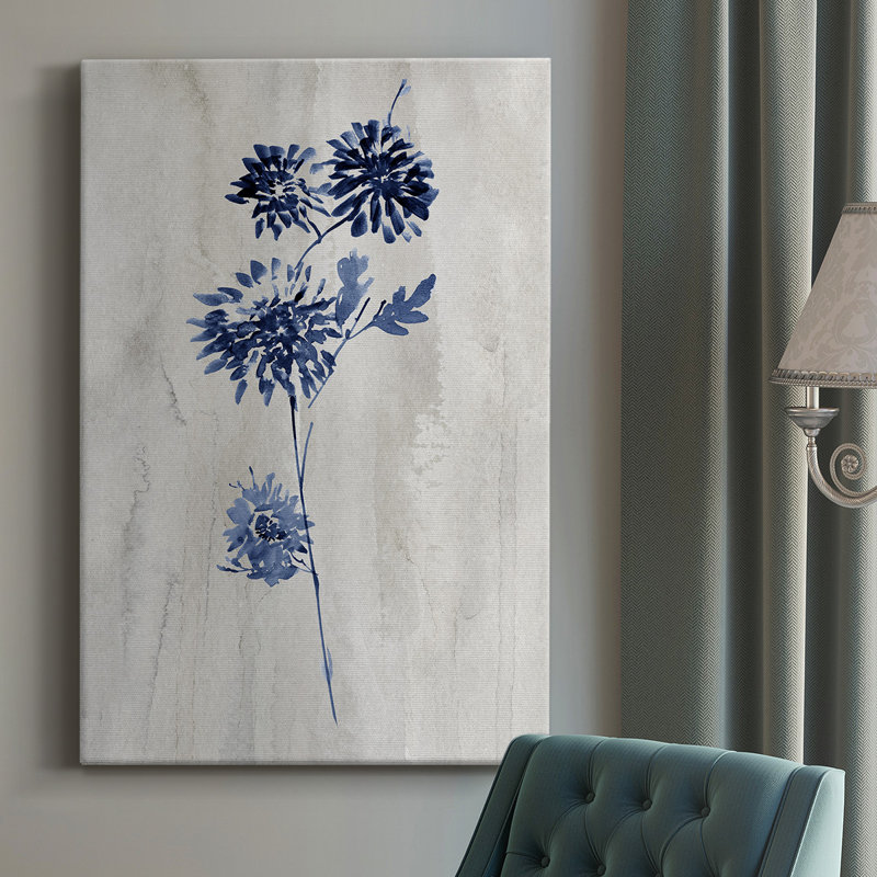 Toile tendue avec châssis Indigo Botanical IV - prêt à accrocher, H 18 po x l 12 po x P 1,5 po