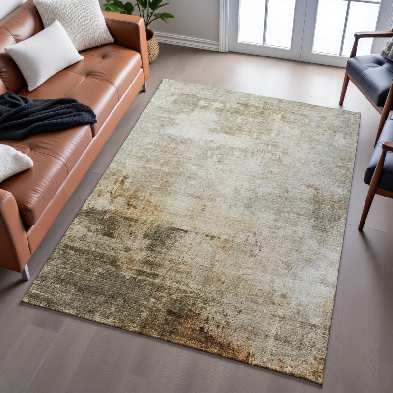 Premium Machine Washable Lyndhurst AMF1193 Abstract Rug, Rectangle 2 pi 6 po x 3 pi 10 po