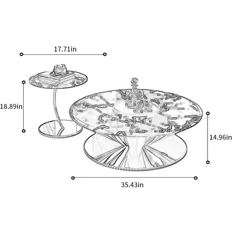 Table basse Minimalist UFO, Noir, H 14,96 po x L 35,43 po x l 35,43 po