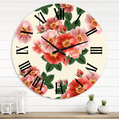 Vintage Red Roses - Horloge murale traditionnelle