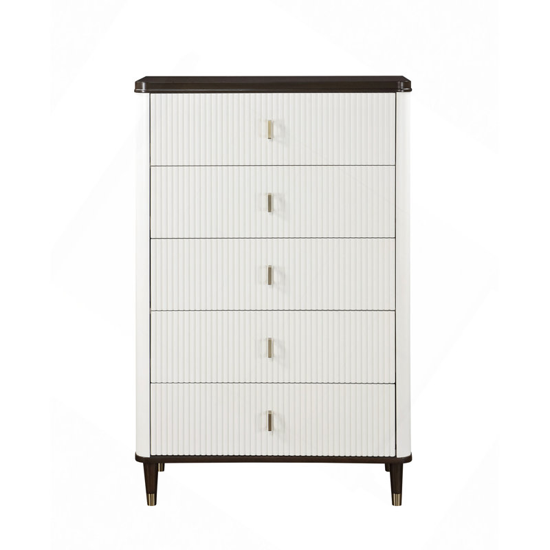 Commode à tiroirs, commode blanche et brune Carena