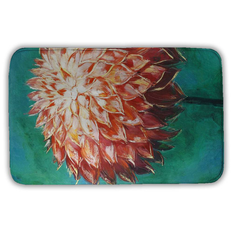 Abstract dahlia flower Bath Mat with Non-Slip Backing - Quick Dry Memory Foam Bathroom Rug - Absorbent - Modern Plush Spa-Style - Machine Washable
