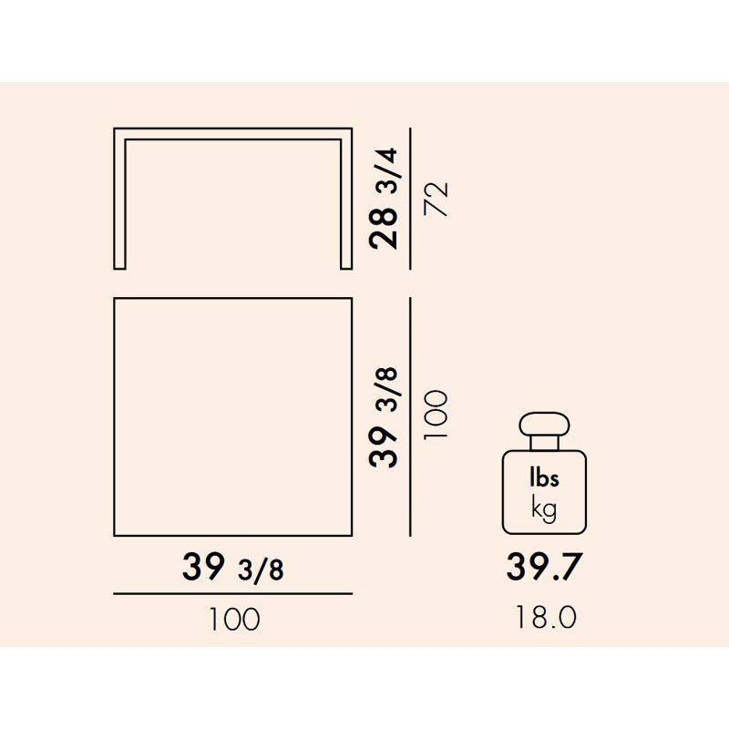 Invisible Coffee Table, 28.35" H x 39.37" L x 39.37" W, Amber