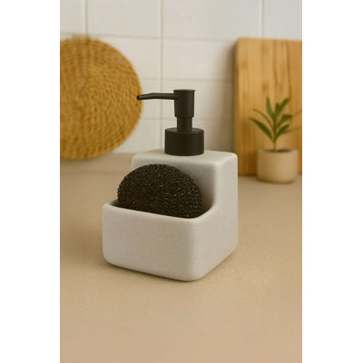 Elegant Ceramic Soap Dispenser, Beige, 3.7 x 3.7 x 3.9 inches | 100% High-Quality Ceramic, Durable and Stylish | Perfect for Bathroom or Kitchen Decor, Easy to Clean and Refill, Functional and Chic Design