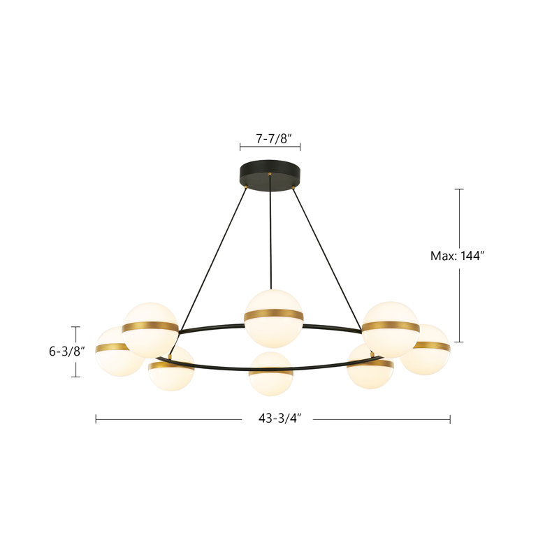 Tagliato 8 - Light Steel Dimmable LED Round Chandelier, 6.38"H x 43.75"W x 43.75"D