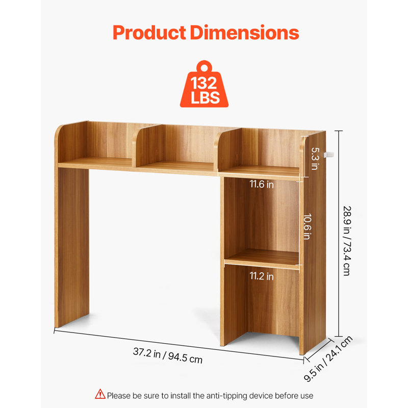 Rangement de bureau en bois à 2 niveaux pour bureau et maison, Bois