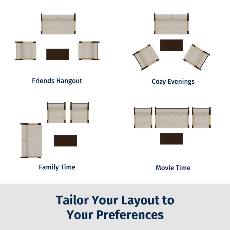 Alexander 4-Piece Chestnut Brown and Creamy Apricot Patio Set