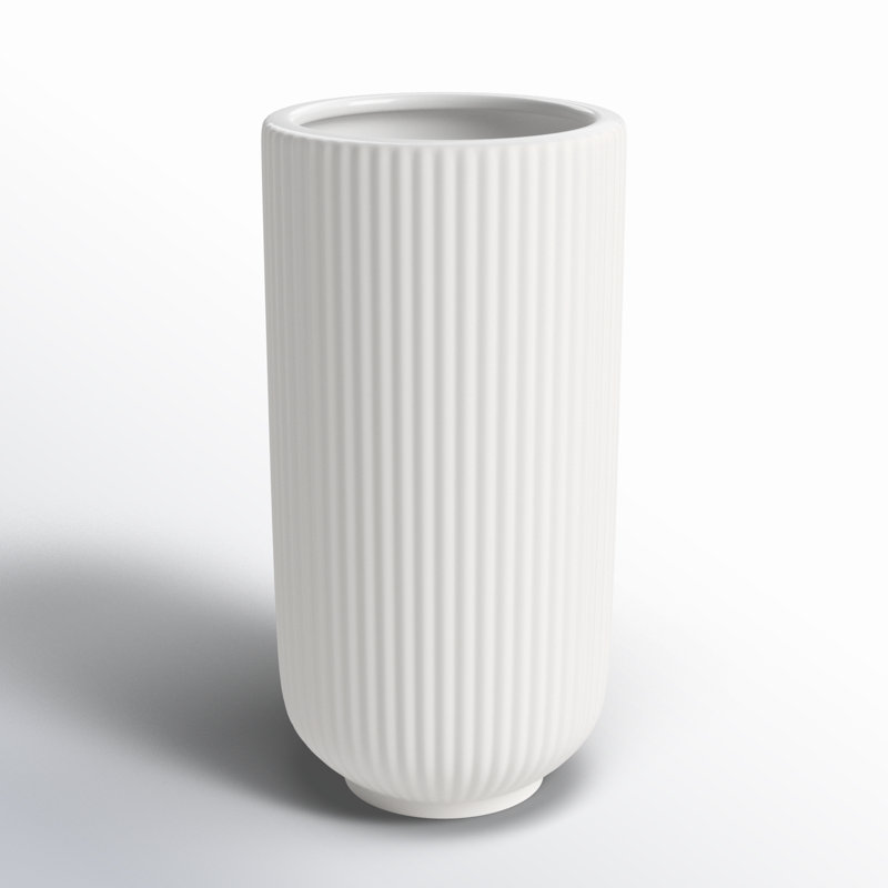Vase de table Zed, H 9 po x l 5 po x P 5 po, Blanc