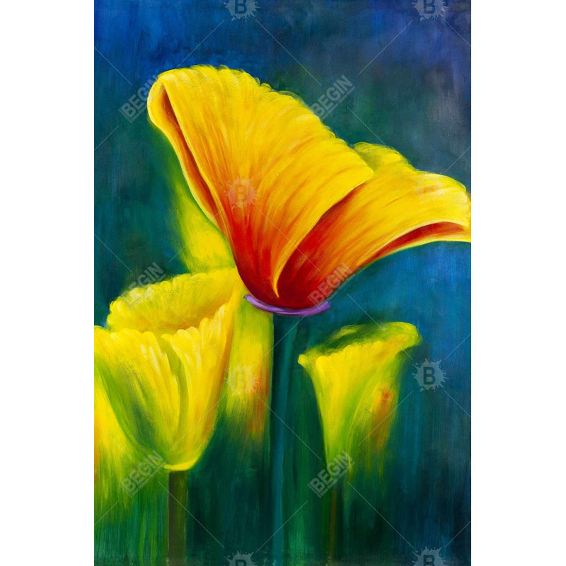Belles fleurs colorées - art floral contemporain sur toile