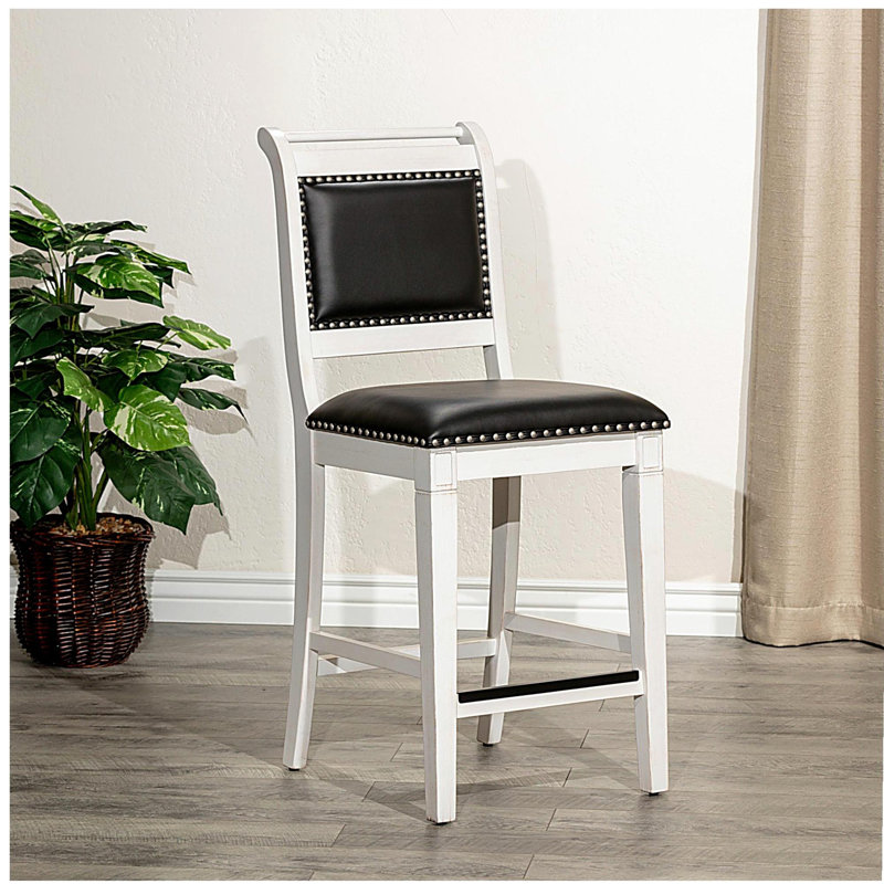 Tabouret de comptoir, finition blanc antique