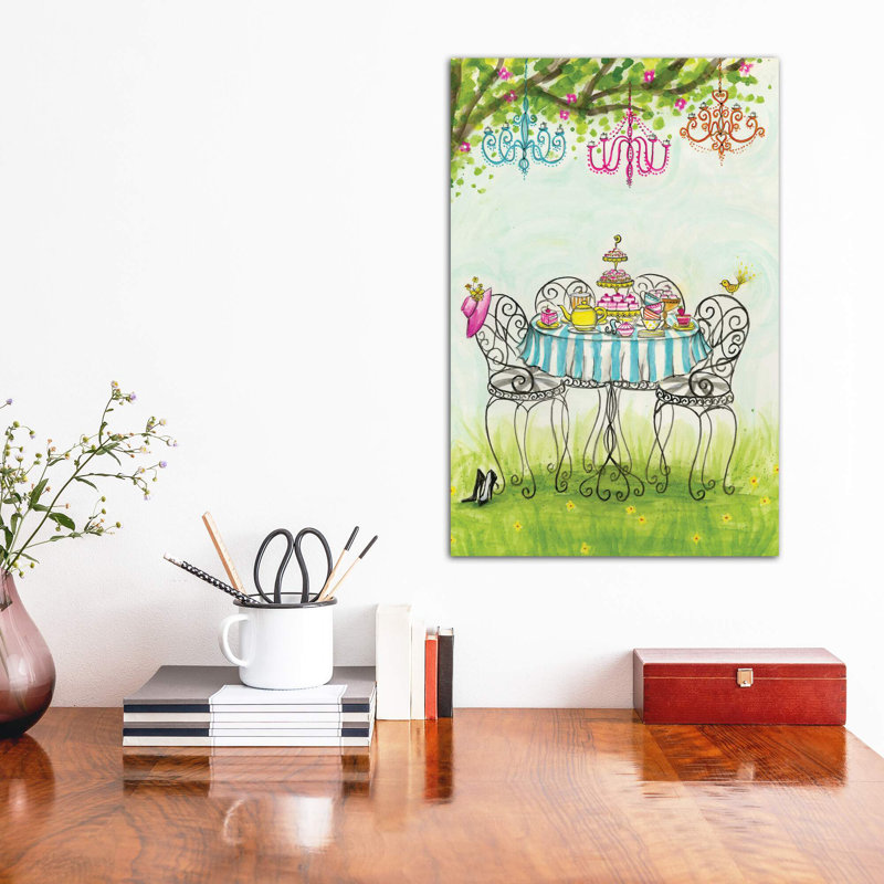 Art de jardin tea party, H 18 po x l 12 po x P 1,5 po, Toile tendue