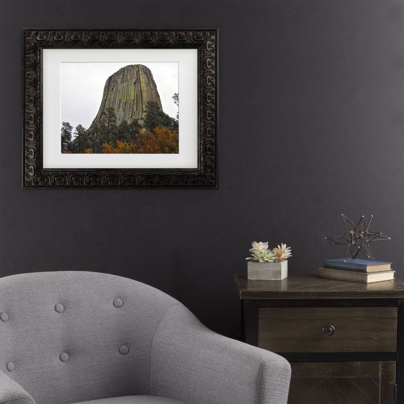 Art mural encadré - Décoration murale «Devils Tower Autumn» par Mitch Catanzaro - cadre mate, 14.5" H x 17.5" W