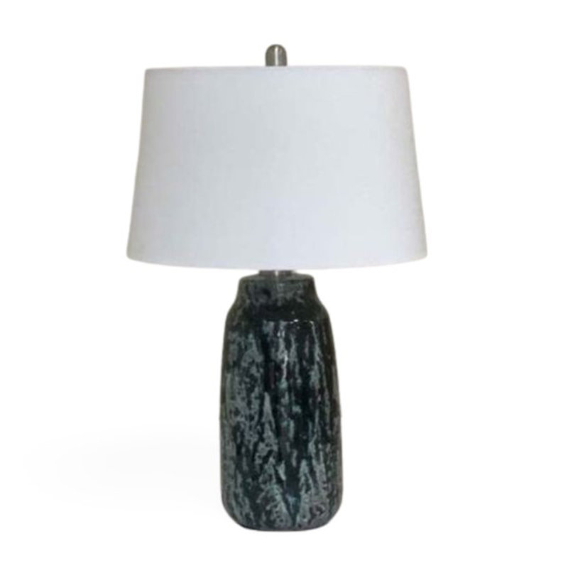 Hand Thrown Pottery Table Lamp, Dark Green