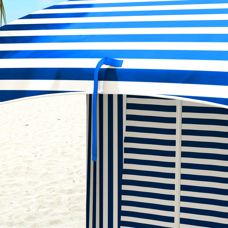 Parasol de protection solaire portatif 5,9 pi x 5,9 pi - à volants, évents, sacs de sable, sac de transport à rayures
