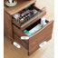 Bureau intégré minimaliste avec coiffeuse en noyer minimaliste, idéal pour les petites chambres