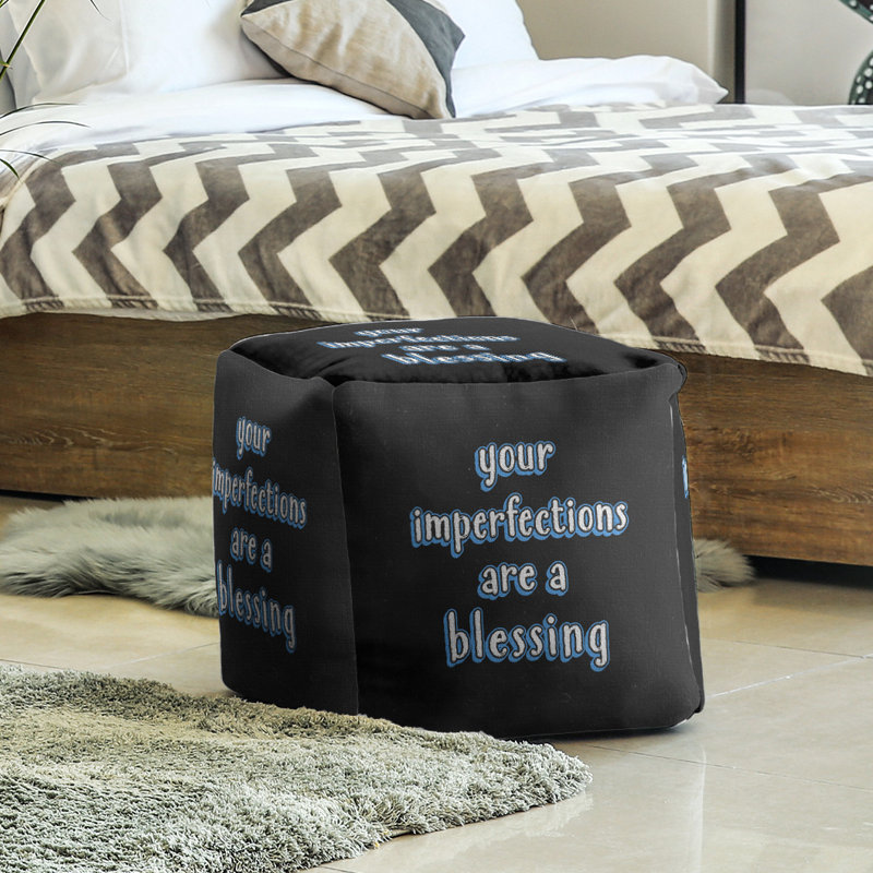 Upholstered Ottoman, Blue, 13" H x 13" W x 13" D