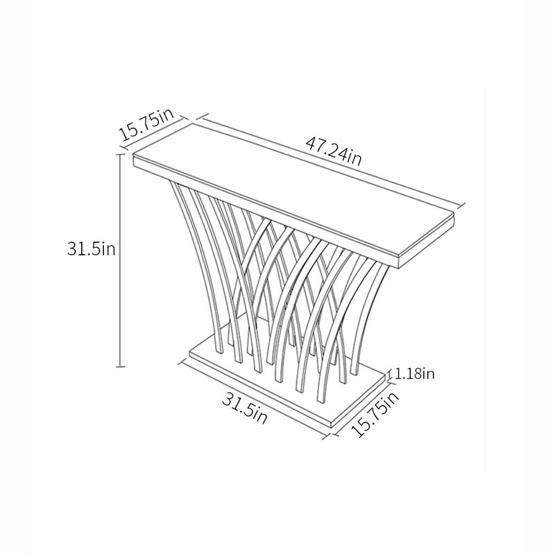 Table d'entrée moderne en imitation marbre, Blanc / Gris, H 31,5 po x l 47,24 po x P 15,75 po