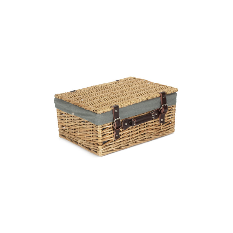 Wicker Hamper with Lining, 26cm H x 37cm W x 56cm D, Buff/Red