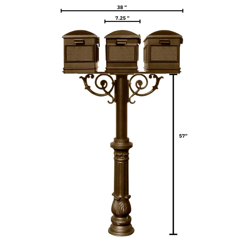 Hanford Aluminum Post Mounted Mailbox