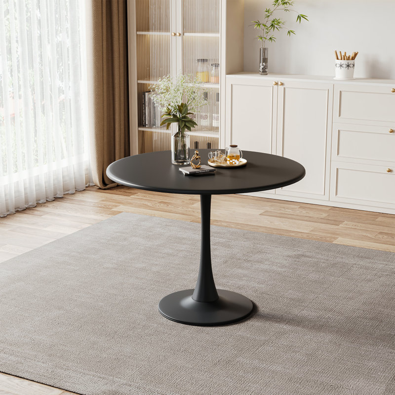 Menk Round Metal Dining Table, Black
