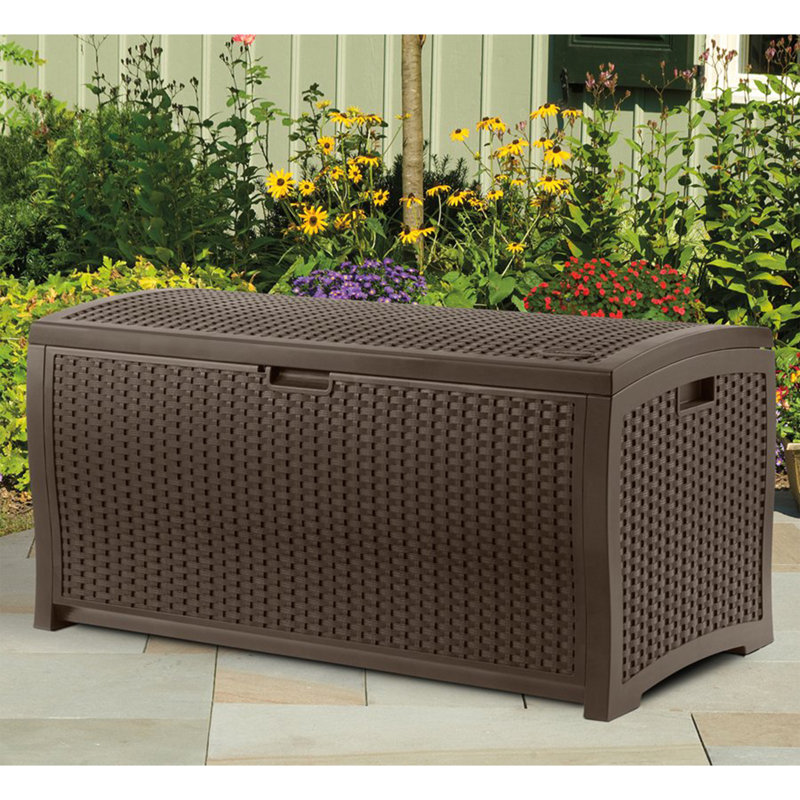 Suncast 21.5'' W 73 Gallons Water Resistant Resin Lockable Deck Box in Brown