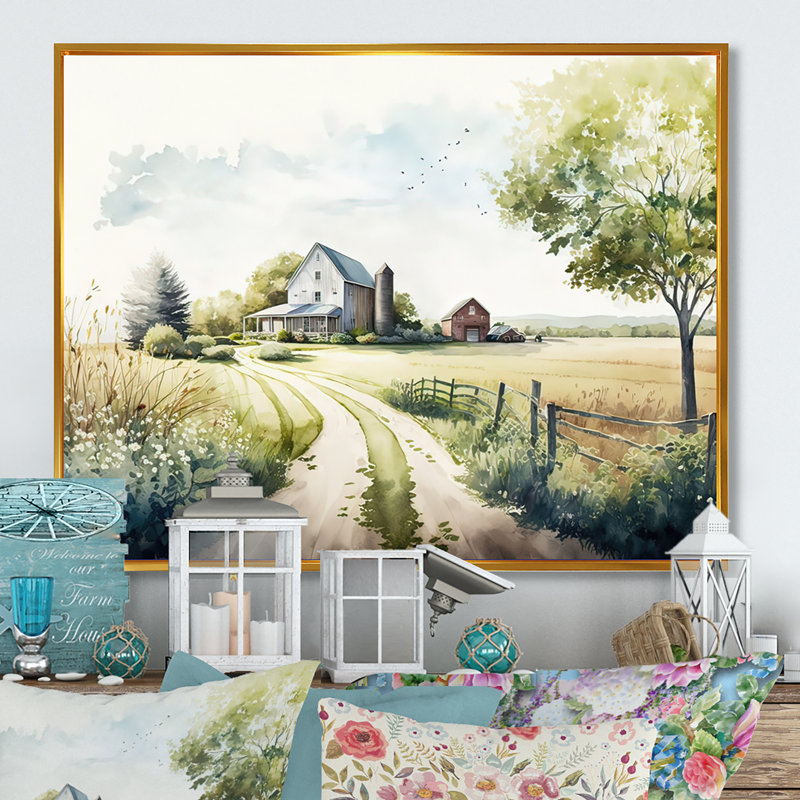 «Welcome To The Farm IV», art mural sur toile, H 24 po x l 32 po x P 1 po, Cadre flottant doré