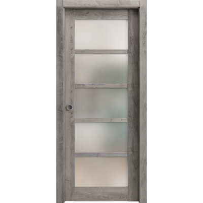 Quadro Solid + Manufactured Wood Paneled without Installation Hardware Kit Sliding Closet Doors
