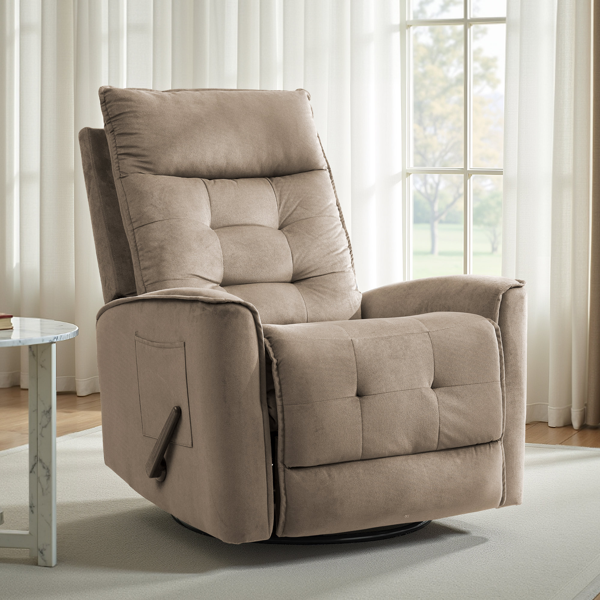 Smaller Rocker Recliners Mercer41 Ultra-Soft Velvet Recliner Manual Swivel Rocker Recliner For ...
