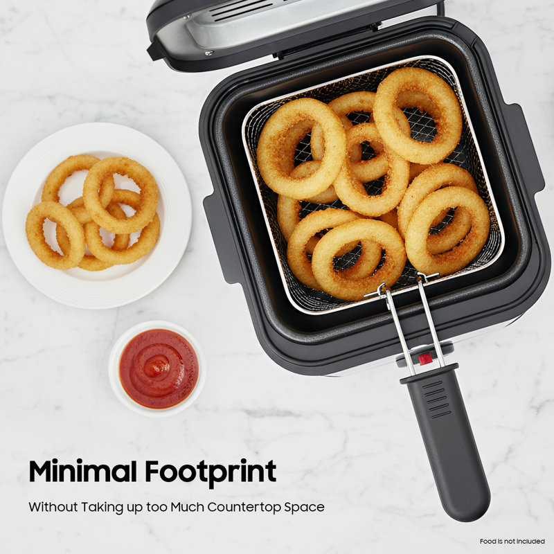 2.64Qt Stainless Steel Deep Fryer, 1000W Electric Fryer with Cool-Touch Exterior & Removable Basket