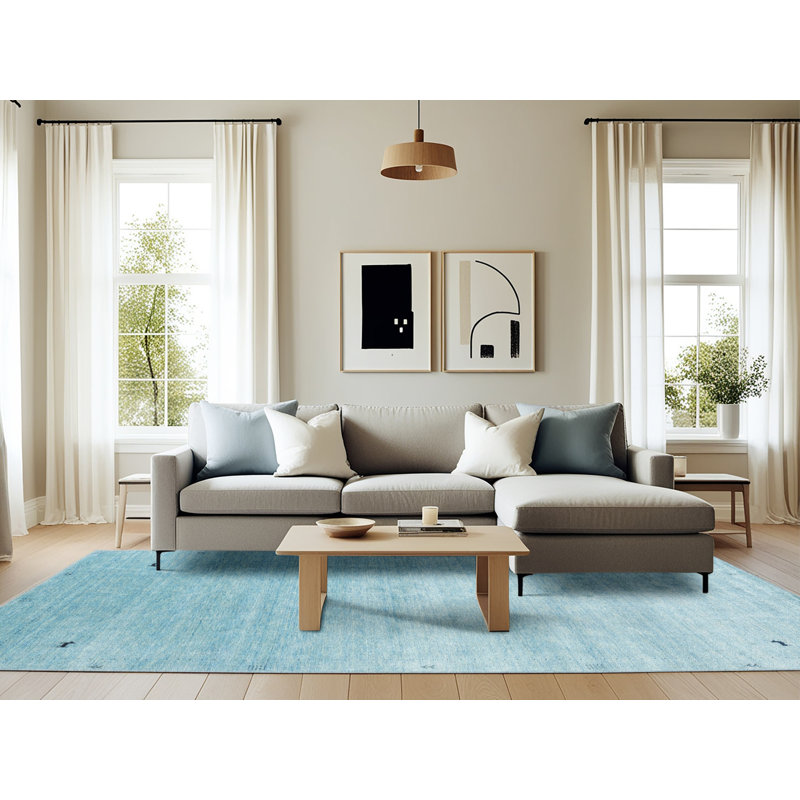 Tapis contemporain bleu, Rectangle 6 pi 0 po x 9 pi 0 po