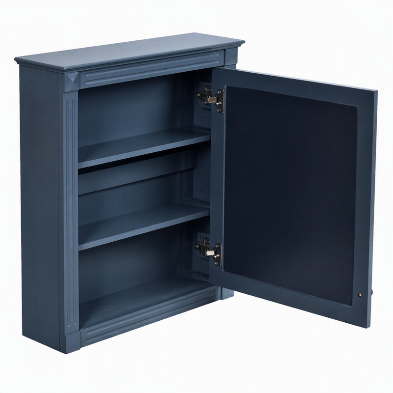 Armoire à pharmacie murale de 61 cm (24 po) avec miroir et tablette réglables en hauteur, Bleu
