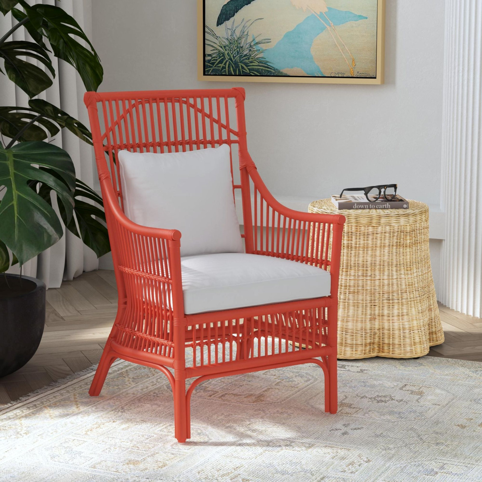 Jamestown Slat Back Rattan Armchair, Orange