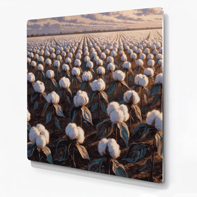 Farm Cotton Plants Black Metal Wall Art