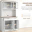 Rangement d'armoires de cuisine avec 5 portes, 2 tiroirs, tablettes réglables, support à micro-ondes, blanc pour entrée, garage