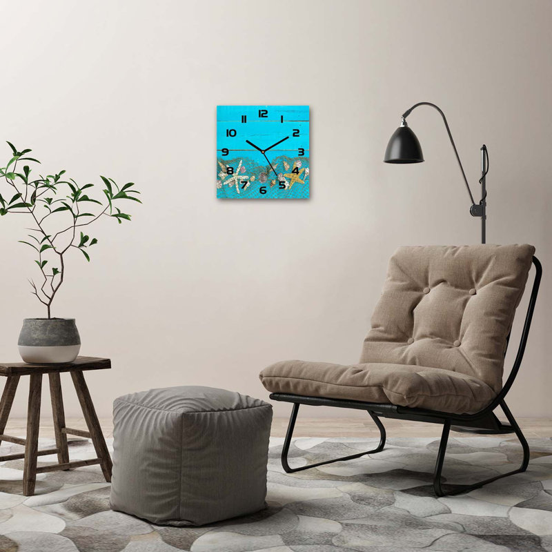 Hibbha Glass Wall Clock, Black/Blue