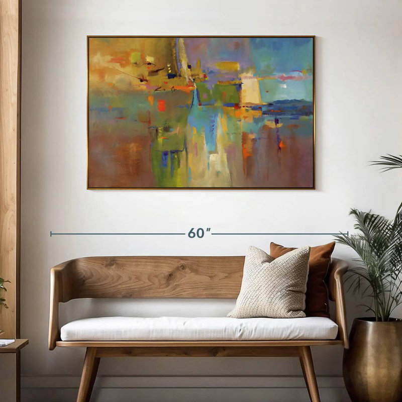 Réflexions atypiques, 46 po x 31 po, Cadre flottant doré