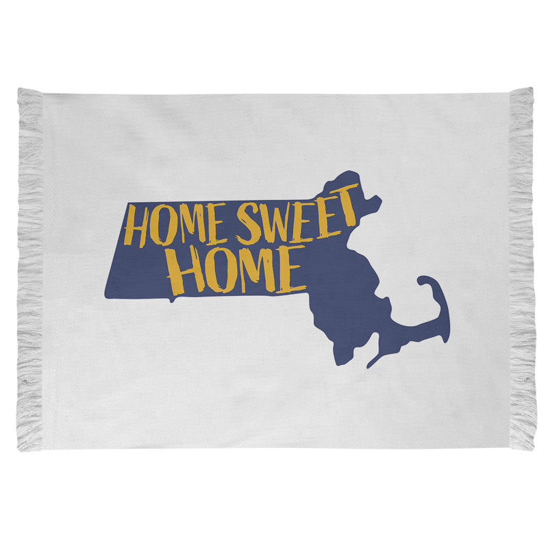 Tapis argenté / bleu minuit Home Sweet Massachusetts