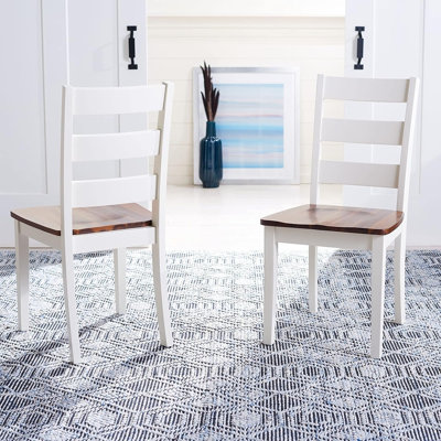 Ensemble de chaises de salle à manger 18 po à dossier échelle blanc et naturel Home Collection Silio