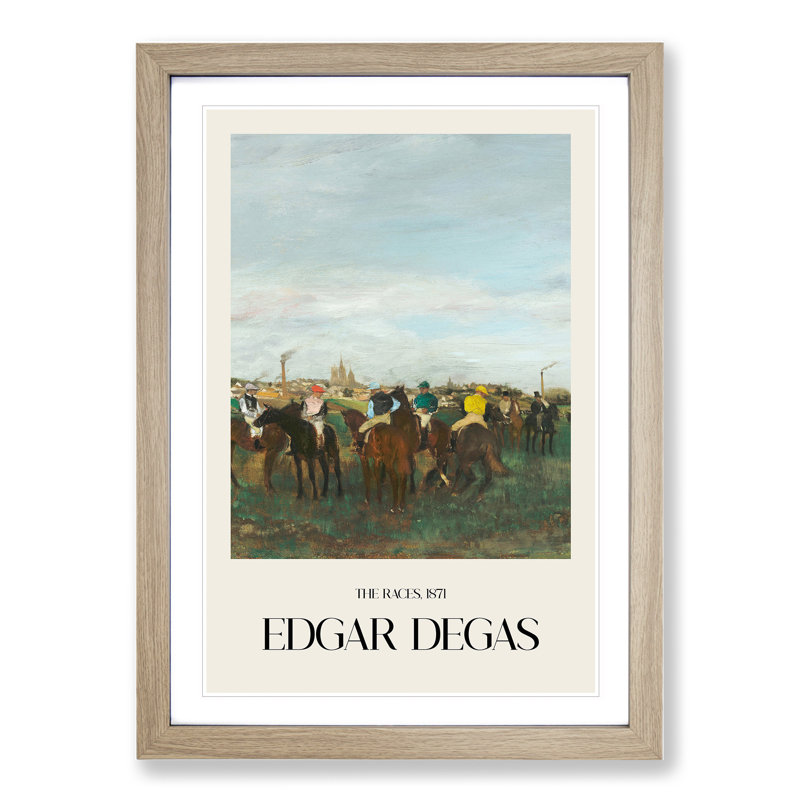 The Horse Races by Edgar Degas - Picture Frame Painting, 65cm H x 48cm W x 2cm D, Oak Framed