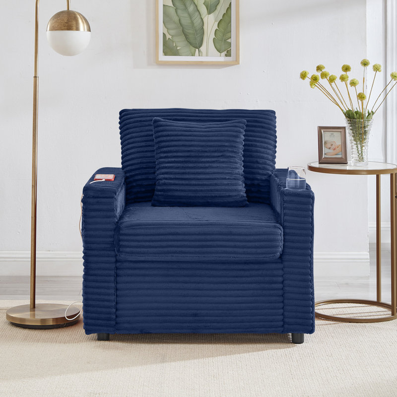 Canapé confortable moelleux en velours côtelé, Bleu
