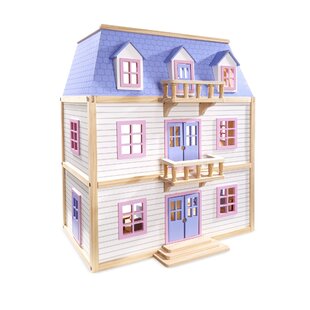 Hape Little Room Pretend Play 3 Story Wooden Doll House w/ Light, Doorbell,  & Bedroom, Bathroom, Living Room, & Dining Furniture for Kids Age 3 and Up