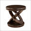 Table de bout ronde en bois rétro avec base en forme de X, pour la salle à manger et le salon-1982629108
