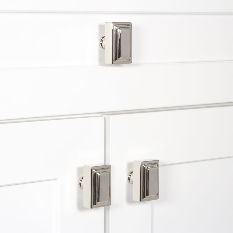 Carré Rectangular Cabinet Knob, Polished Nickel